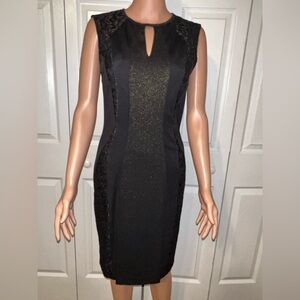 Black and gold strapless dress by Caché